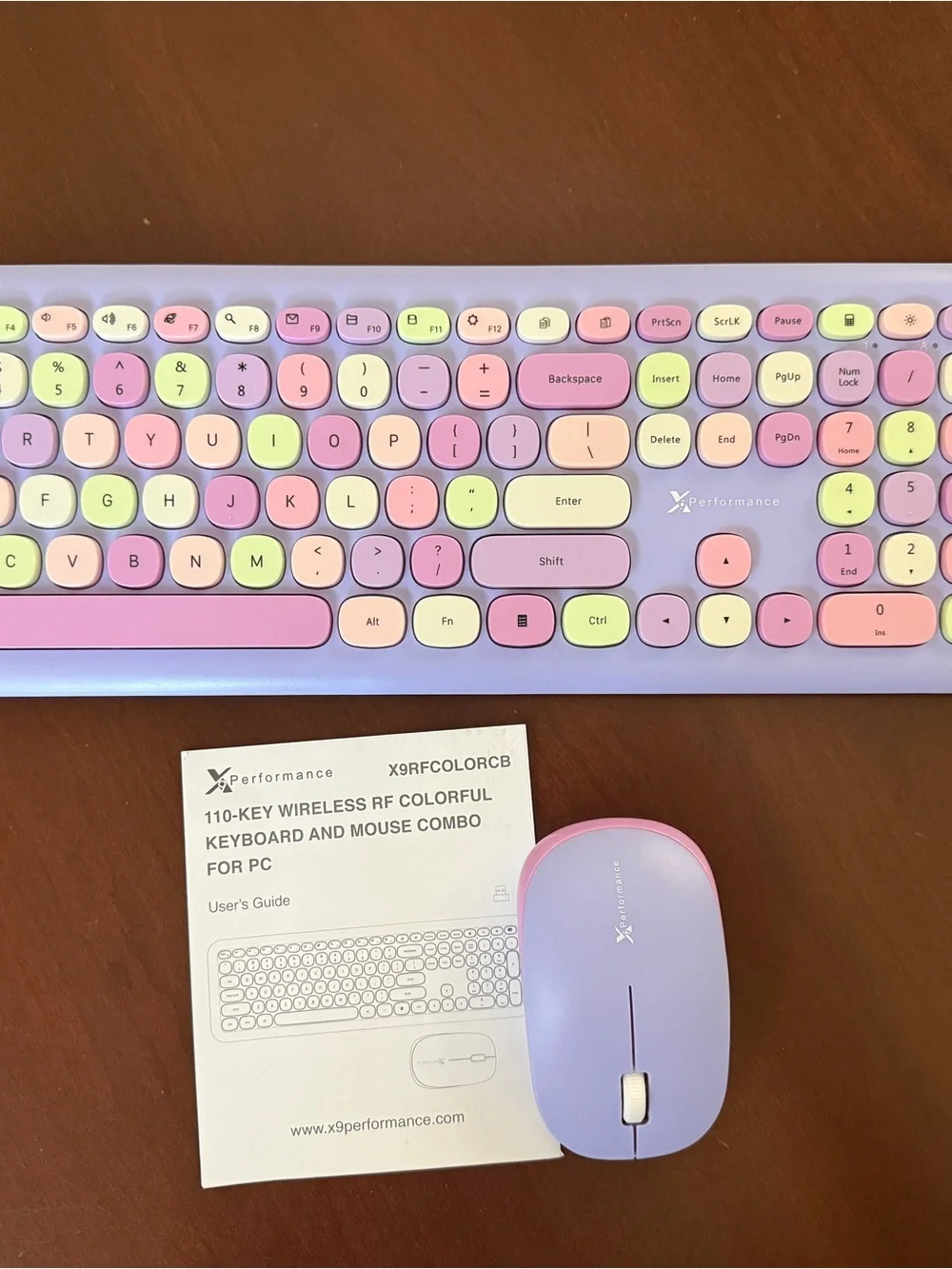 X9 110-Key Wireless RF Keyboard — Pastel Pink, Purple & Light Green NWOT